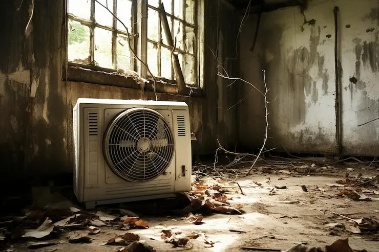 Step-by-step guide on how to dispose of an air conditioner safely, showing proper recycling, handling refrigerants, and eco-friendly disposal methods.