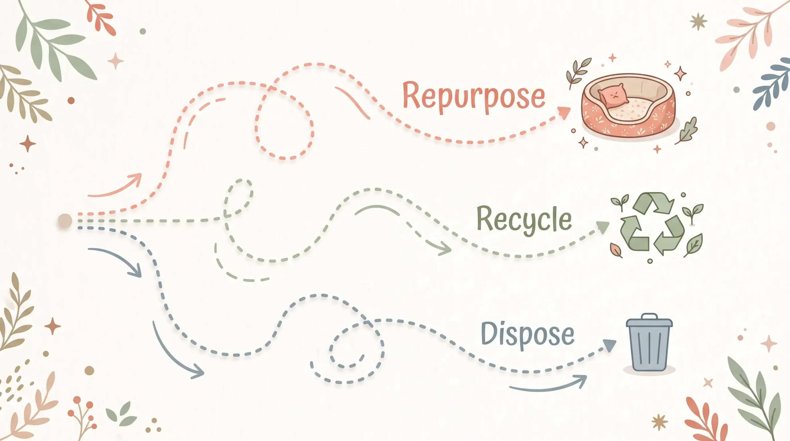 What to do with old waterbed mattress - decision infographic showing repurpose, recycle, and dispose paths