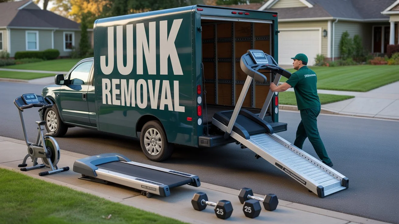 How to dispose of exercise equipment by scheduling junk removal for a treadmill, stationary bike, and dumbbells