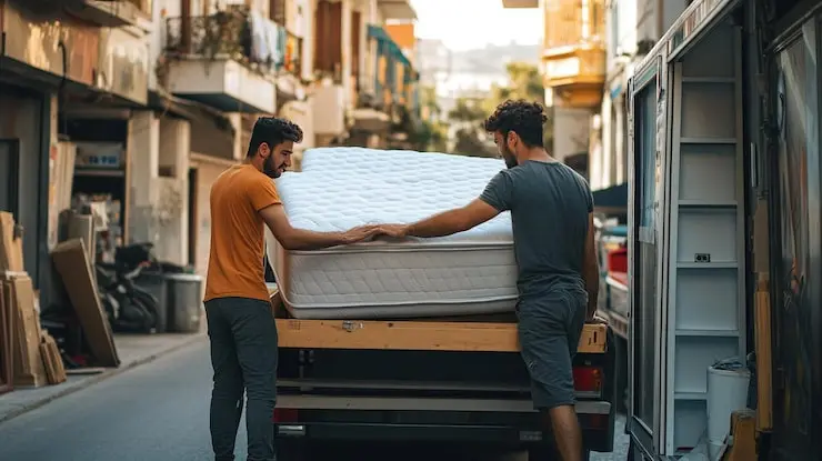 How to Donate a Mattress – Two Men Loading a Mattress for Donation Pickup