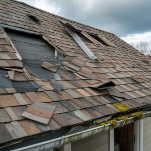 How to dispose of roofing shingles - pile of old asphalt shingles ready for recycling