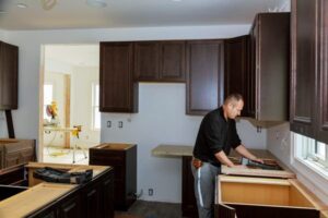how to remove kitchen cabinets step by step safely without damaging walls.