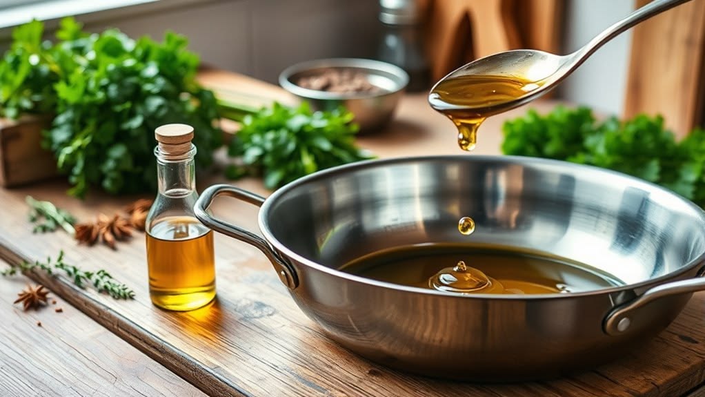 pouring cooled used vegetable oil into a sealed container for safe disposal